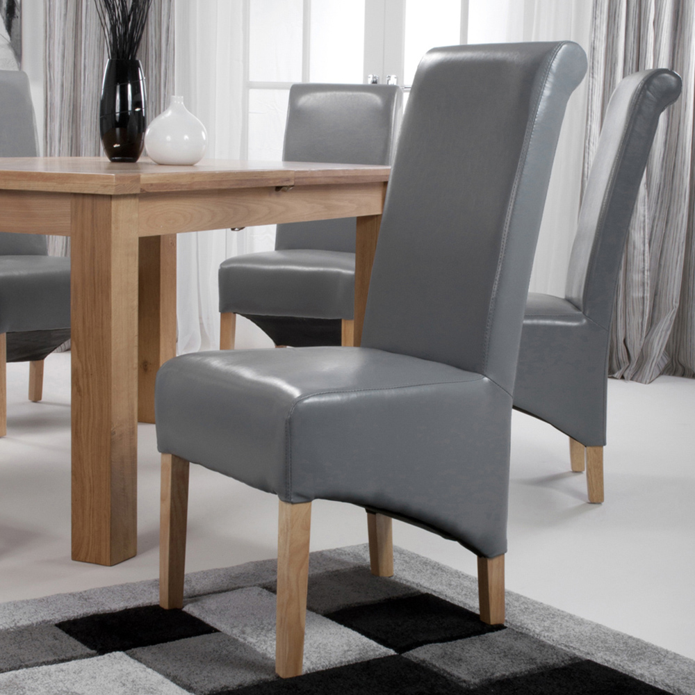 Krista Set of 2 Grey Bonded Leather Roll Back Dining Chair Image 1