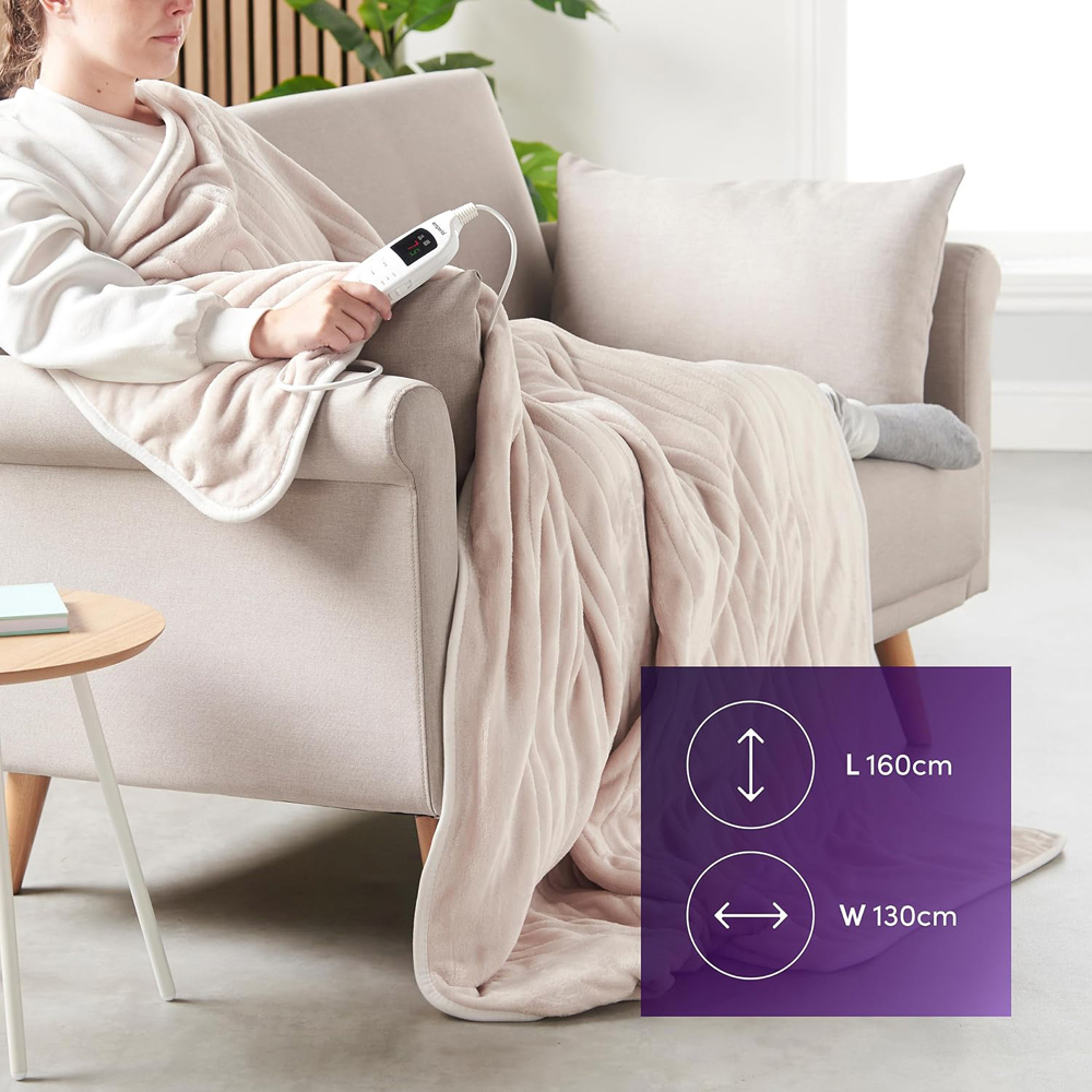 Emperial Cream Electric Heated Throw Blanket Image 9