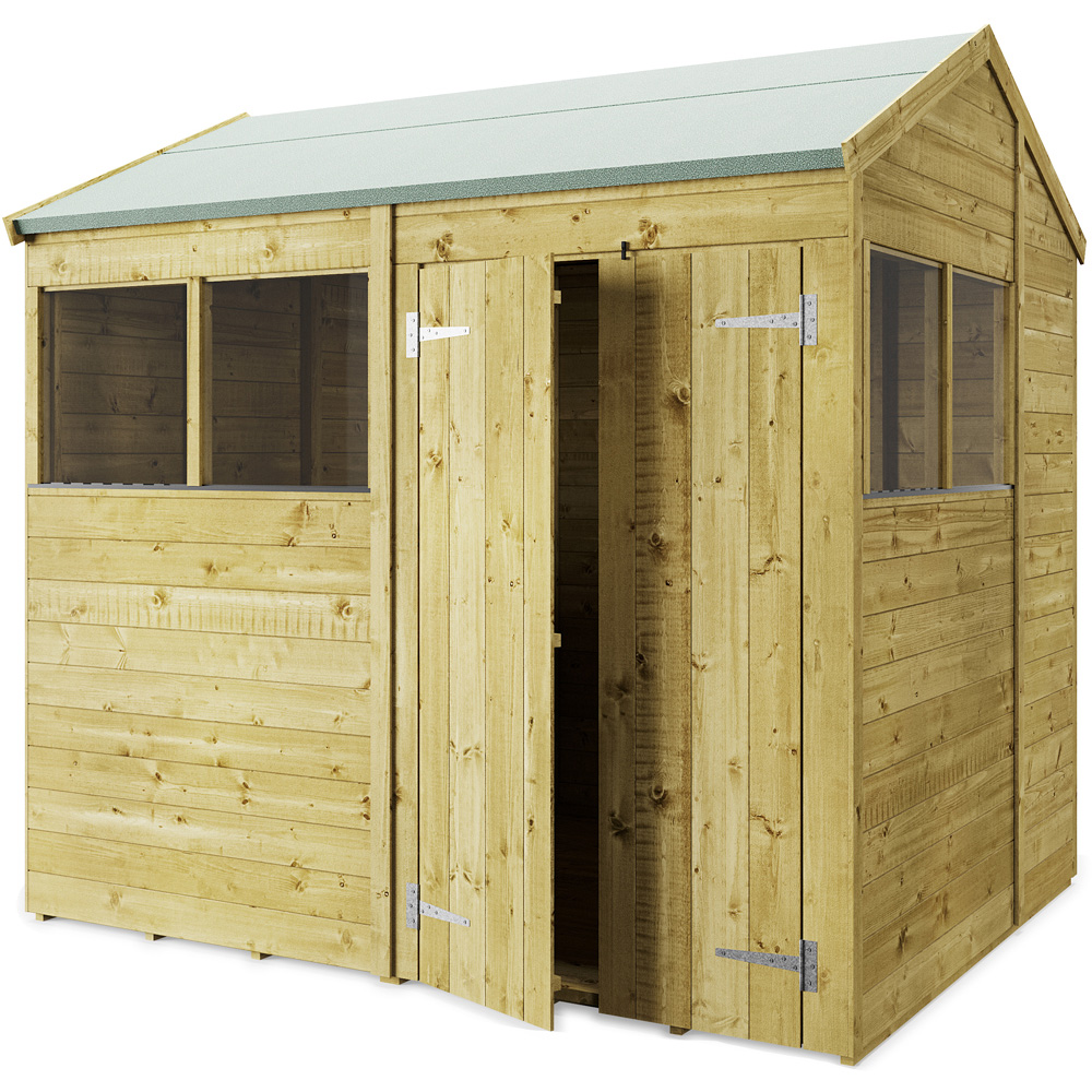 StoreMore 8 x 6ft Double Door Tongue and Groove Apex Shed with Window Image 1