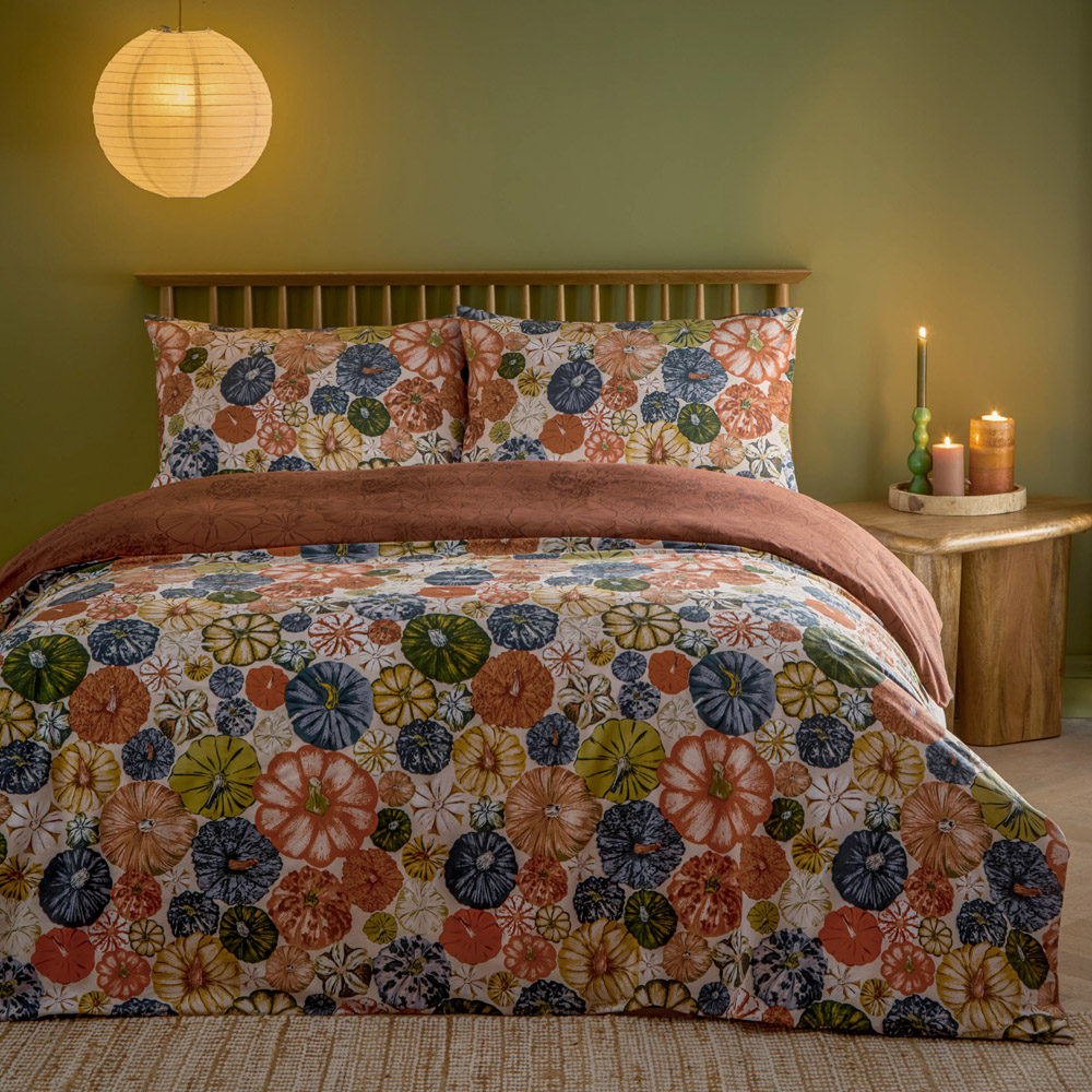 furn. Picking Patch King Size Pecan Pumpkin Duvet Cover Set Image 1