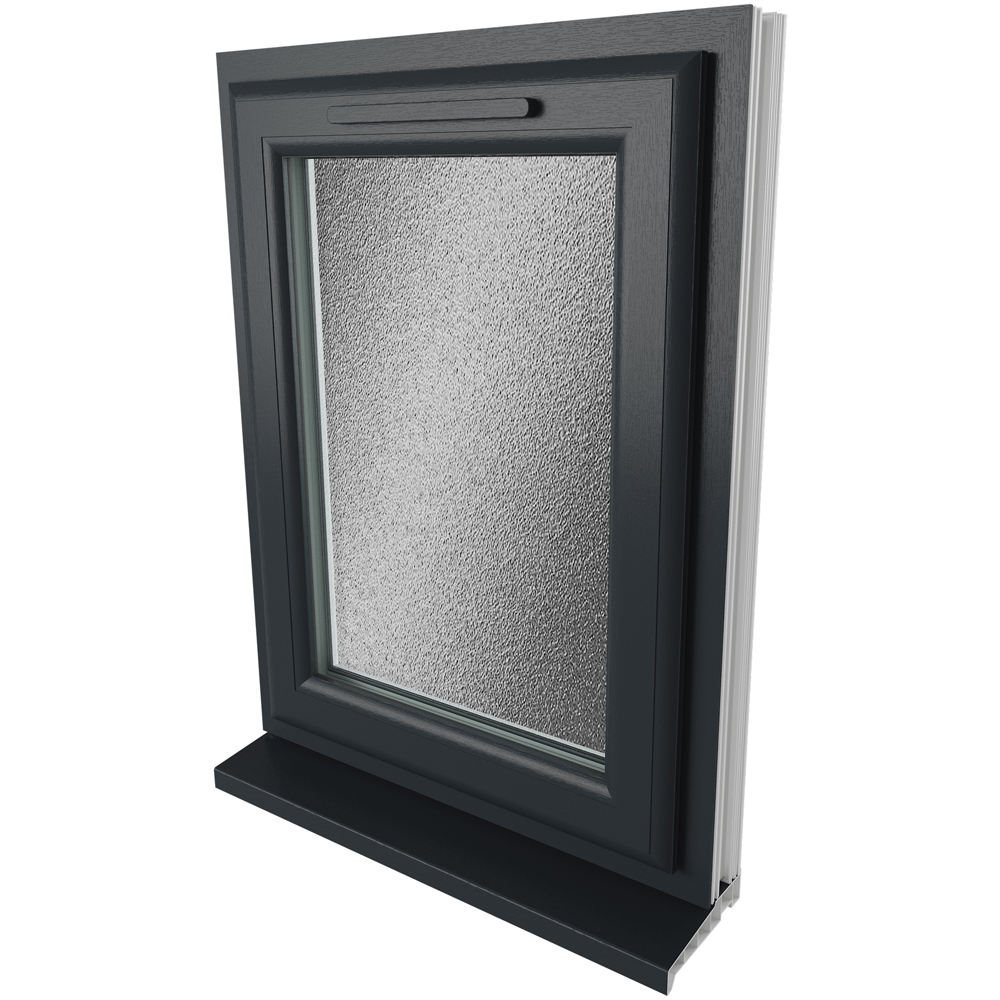 Crystal uPVC Double Glazed Window Left Hand Side Hung Grey White Obscure Glass 610x820mm Image 9