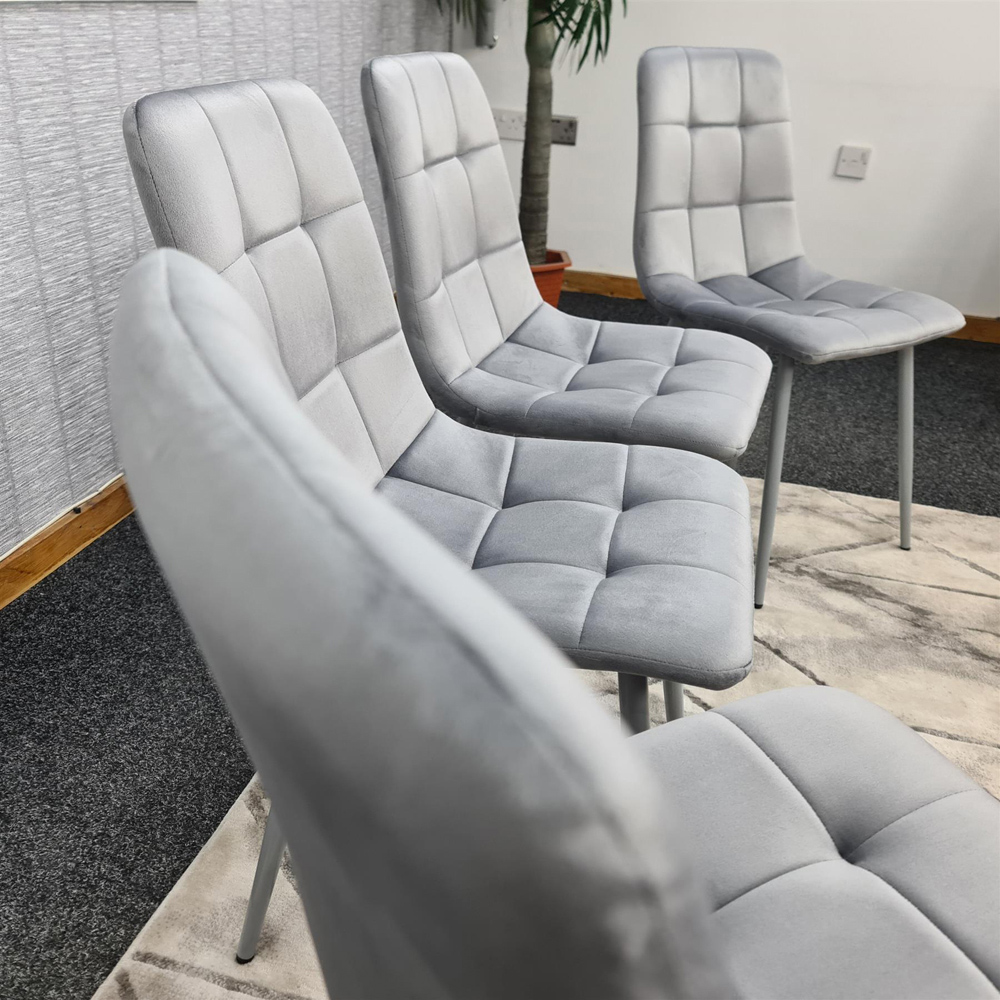 Portland 5 Seater Velvet Wooden Dining Set with Bench Brown Grey and Black Image 6