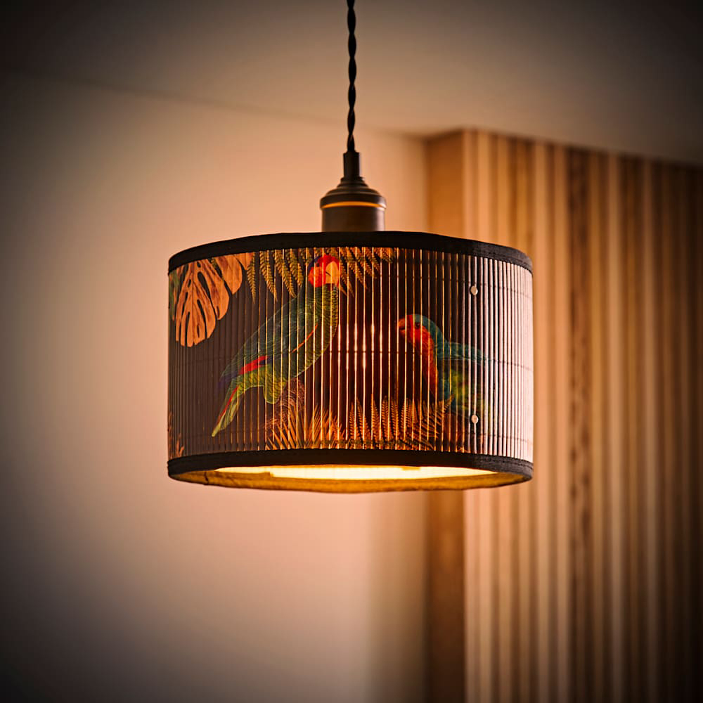 ValueLights Daintree Dark Jungle Bamboo Drum Small Ceiling Lamp Shade Image 2