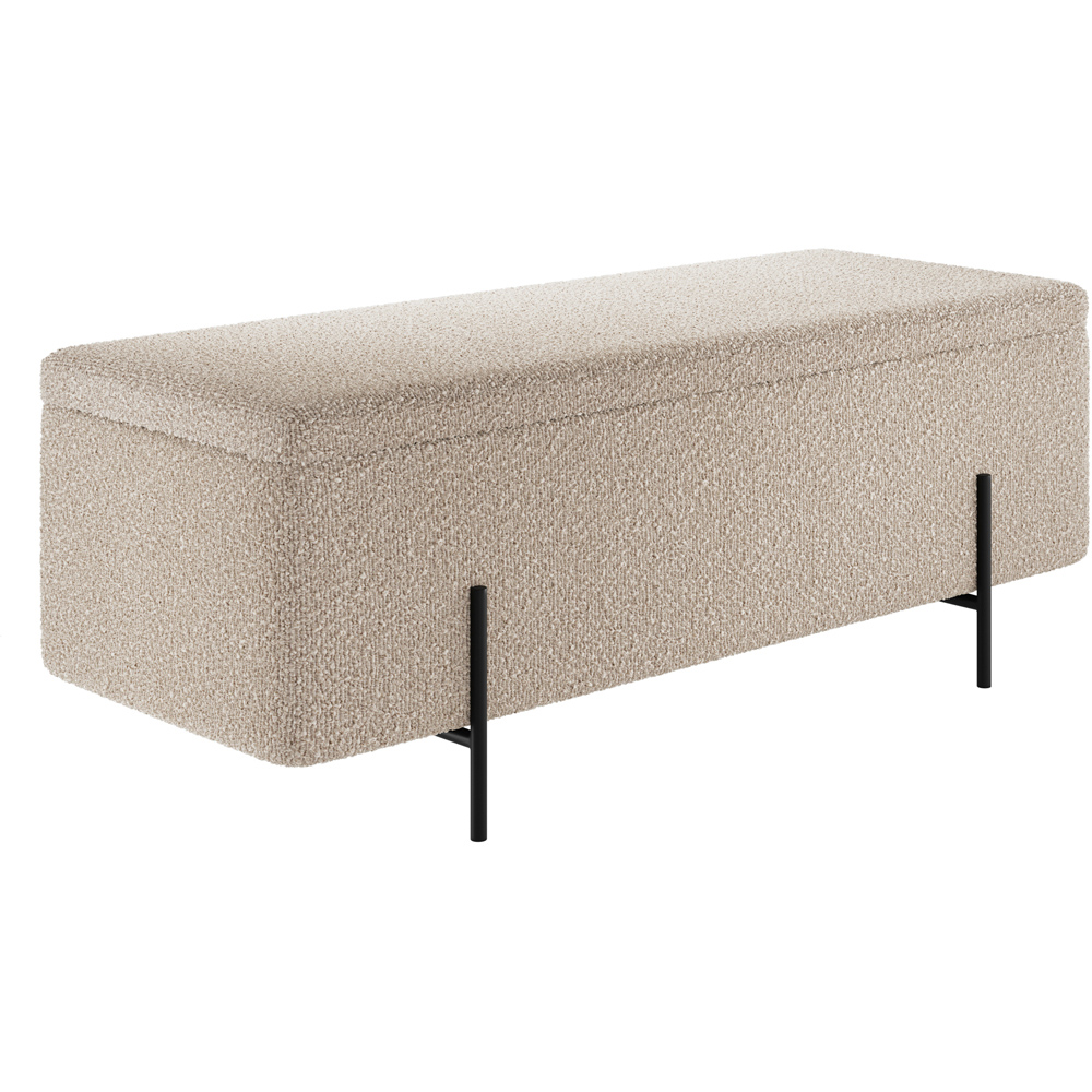 LPD Home Lola Matte Black Buff Boucle Storage Ottoman Image 2