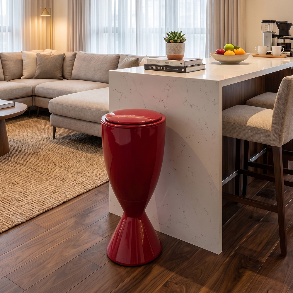 Living and Home Red Goblet Shape Rubbish Bin with Wheels 13L Image 8
