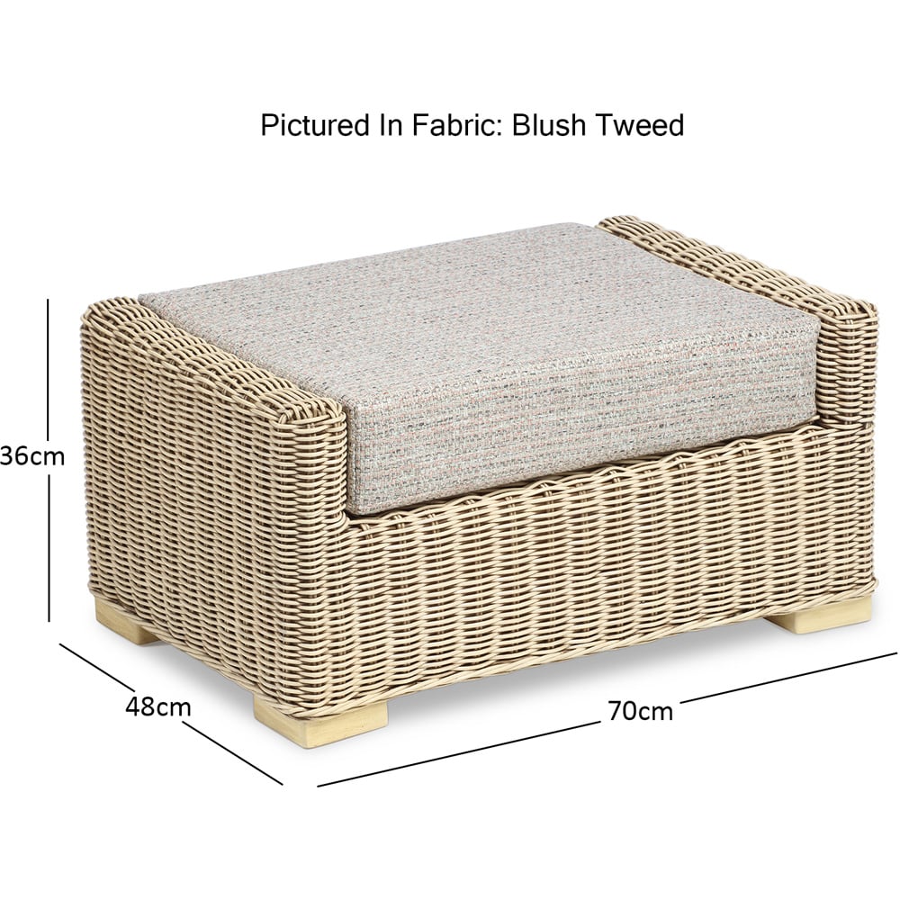 Desser Burford Blush Tweed Natural Rattan Footstool Image 4