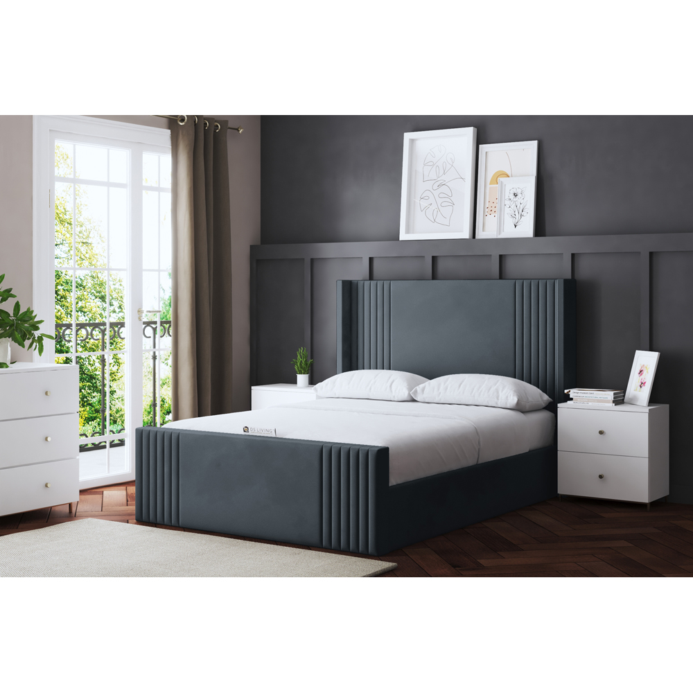 DS Living Elara Small Double Steel Winged Panel Ottoman Bed with Headboard Image 6