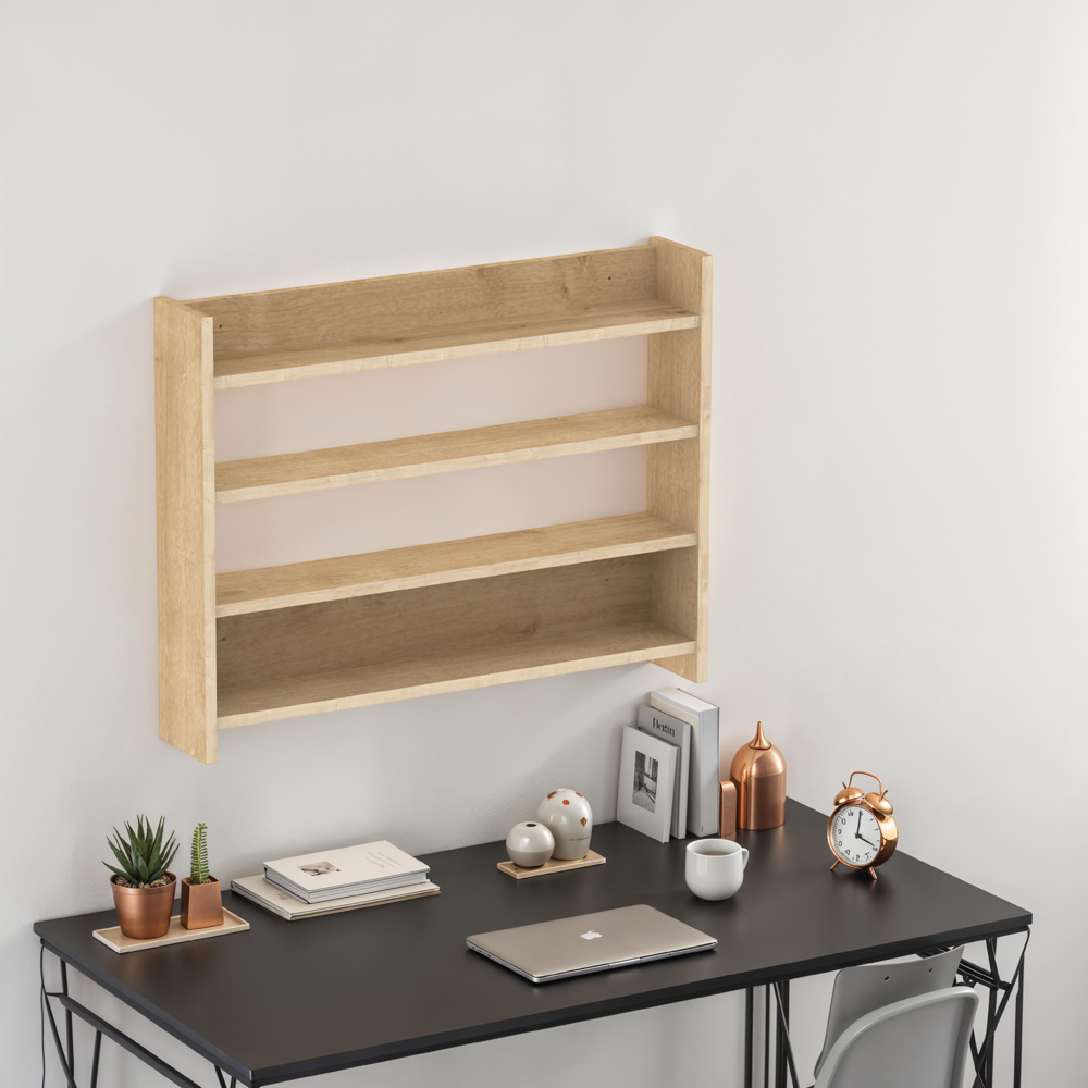 Decortie Lane Oak 4 Shelf Compact Wall Shelf Image 3