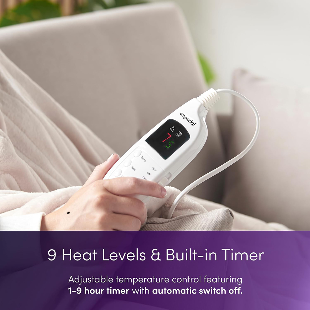 Emperial Cream Electric Heated Throw Blanket Image 2