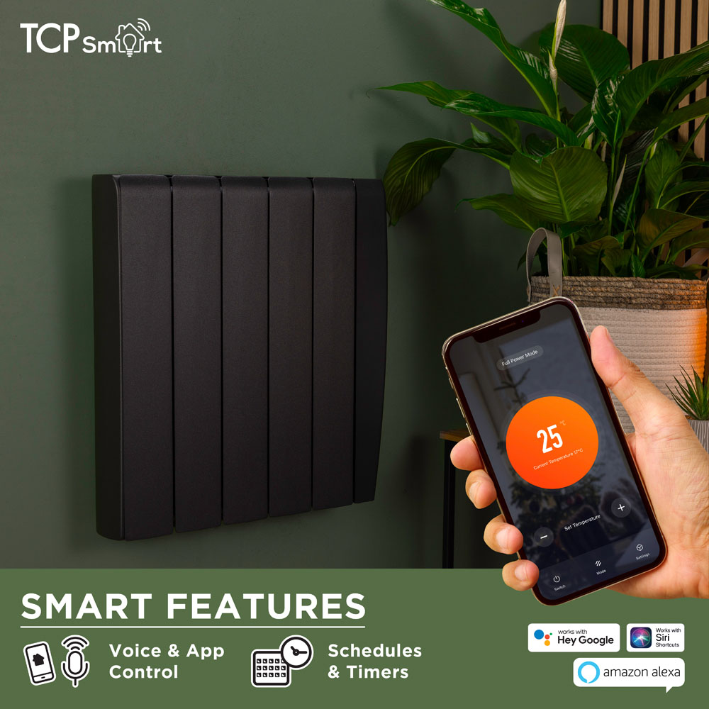 TCP Smart Black Ceramic Electric Radiator 1000W Image 4
