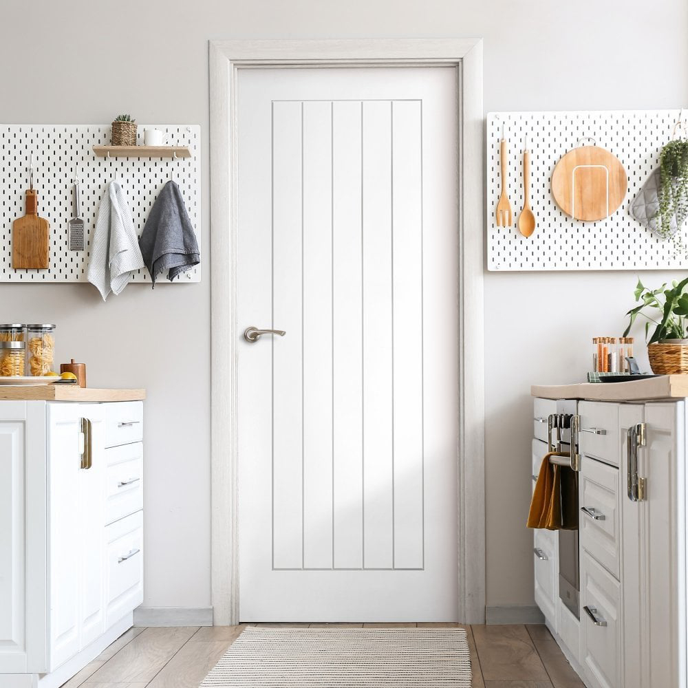 White Moulded Smooth 5 Panel FD30 Cottage Internal Fire Door 1981 x 838 x 44mm Image 2