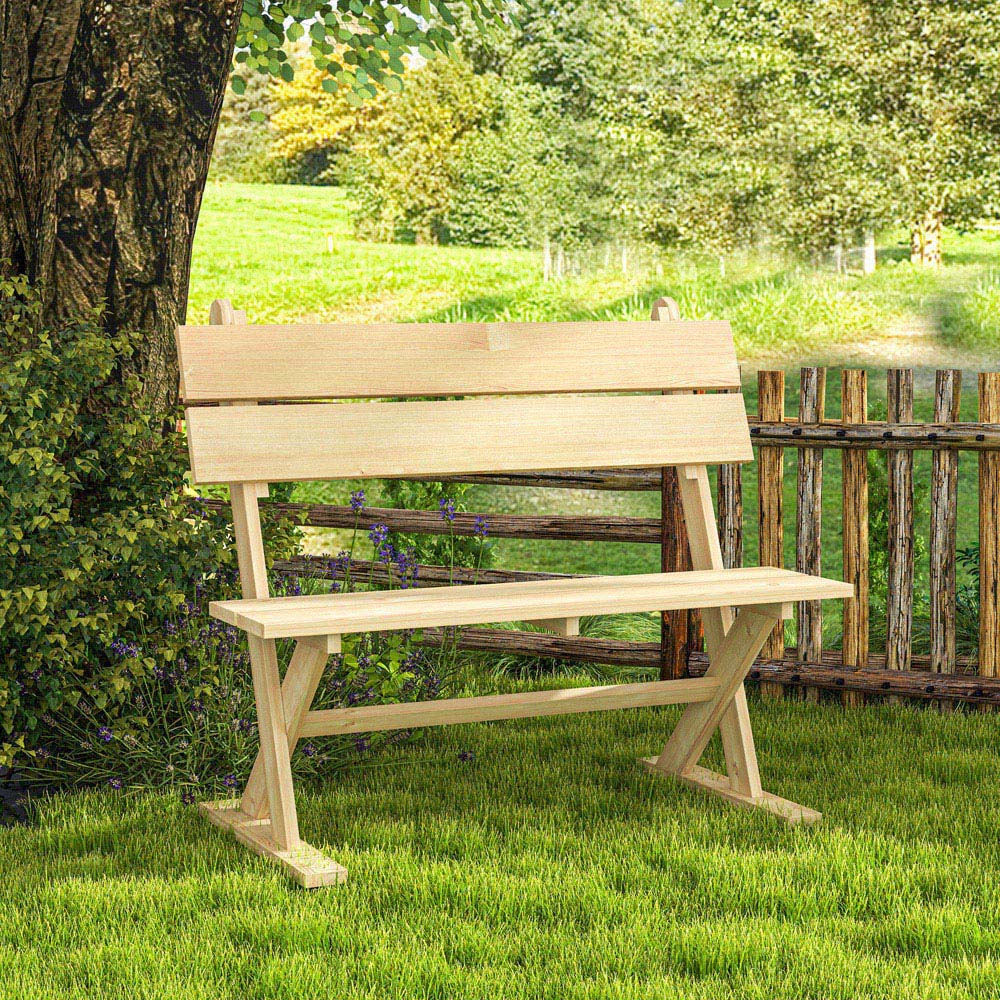 Outsunny 2 Seater Natural Wooden Garden Bench Image 3