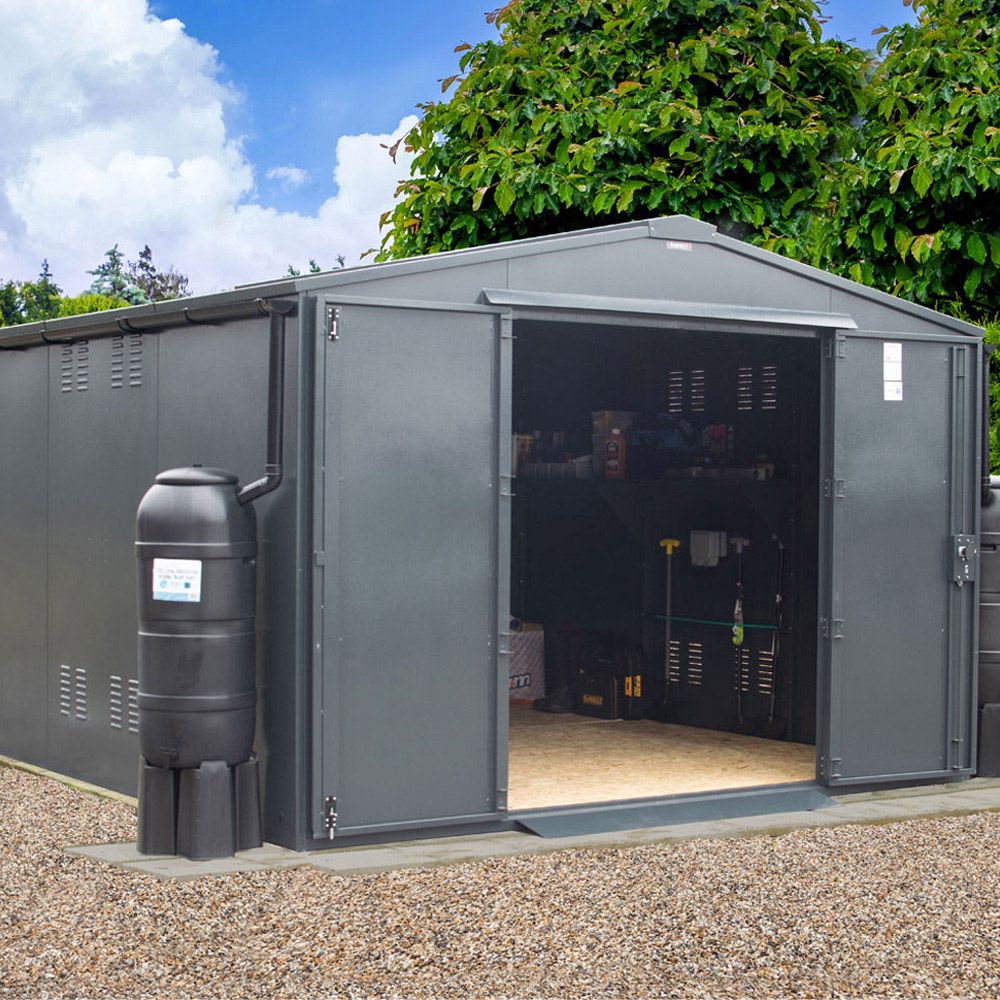 Asgard Garrison Secured by Design 10 x 11ft Grey Metal Workshop Shed with Floor and 5 Point Locking Image 2