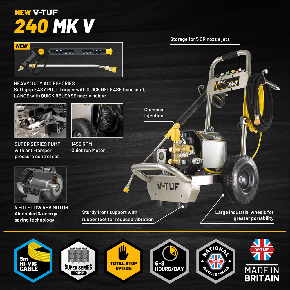 V-TUF Industrial Mobile Electric Pressure Washer 100Bar Image 5
