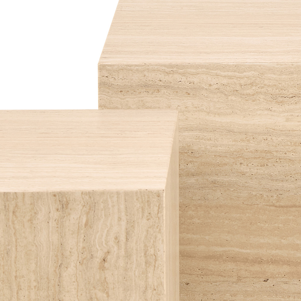 Florence Dice Travertine Rough Paper Effect Coffee Table Set of 2 Image 6