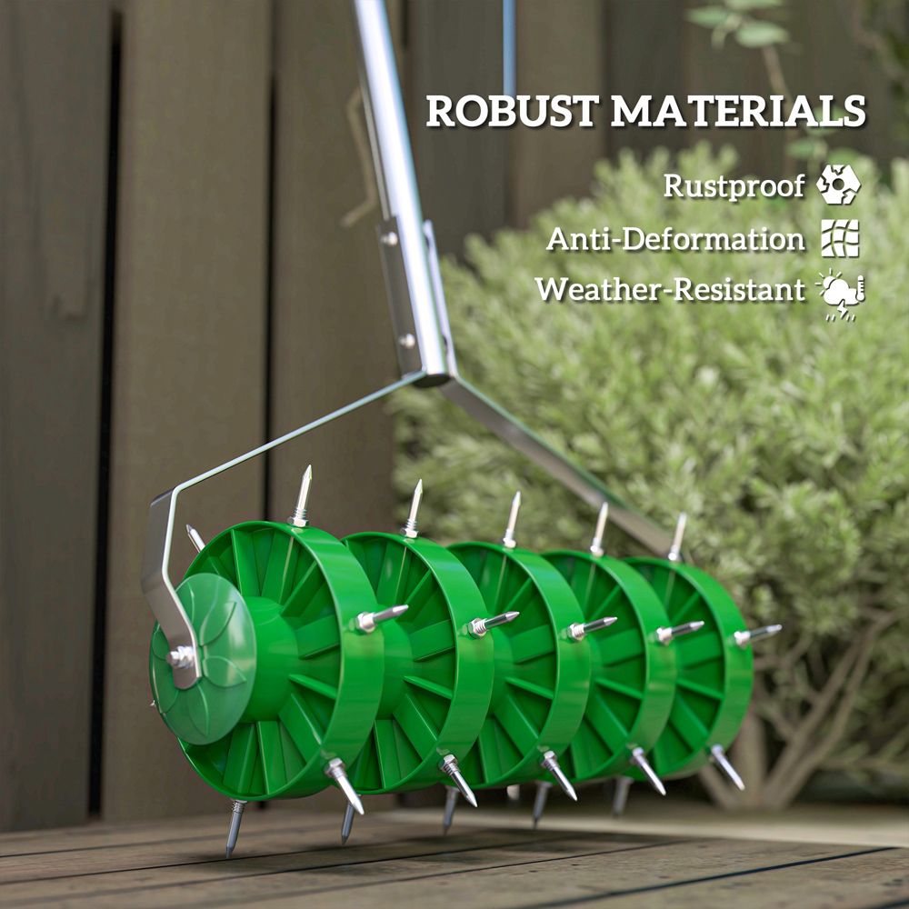 Outsunny Green Spike Roller with 3 Piece Handle and T Bar Grip 15cm Image 6