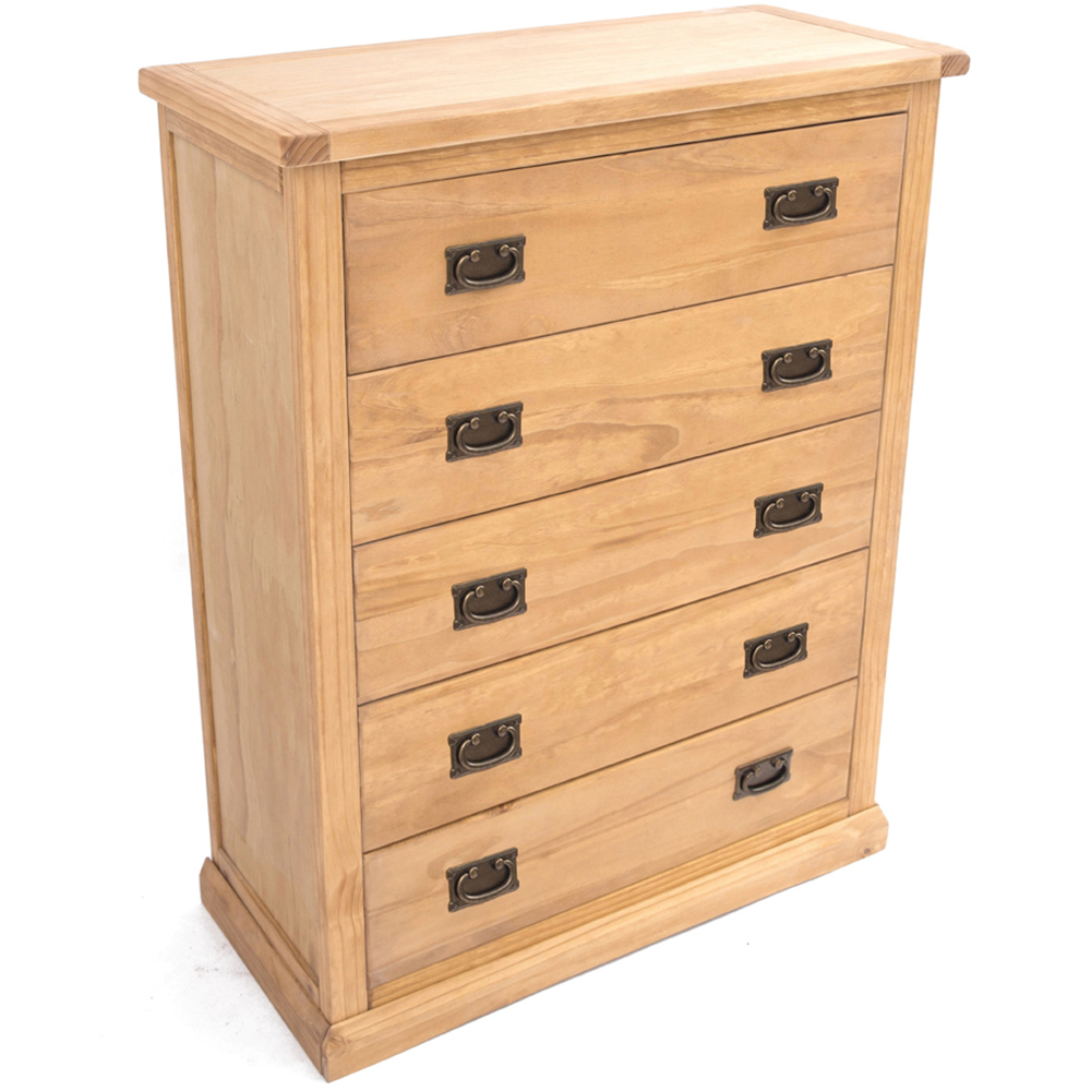 Cabinet Bits Lucca 5 Drawer Brown Brass Drop Handle Chest of Drawers Image 4