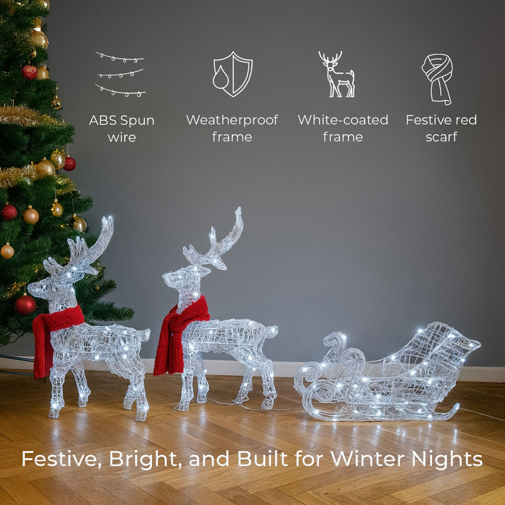 Neo 120 LED Light Up Reindeer Sleigh Christmas Decoration 5m Image 7