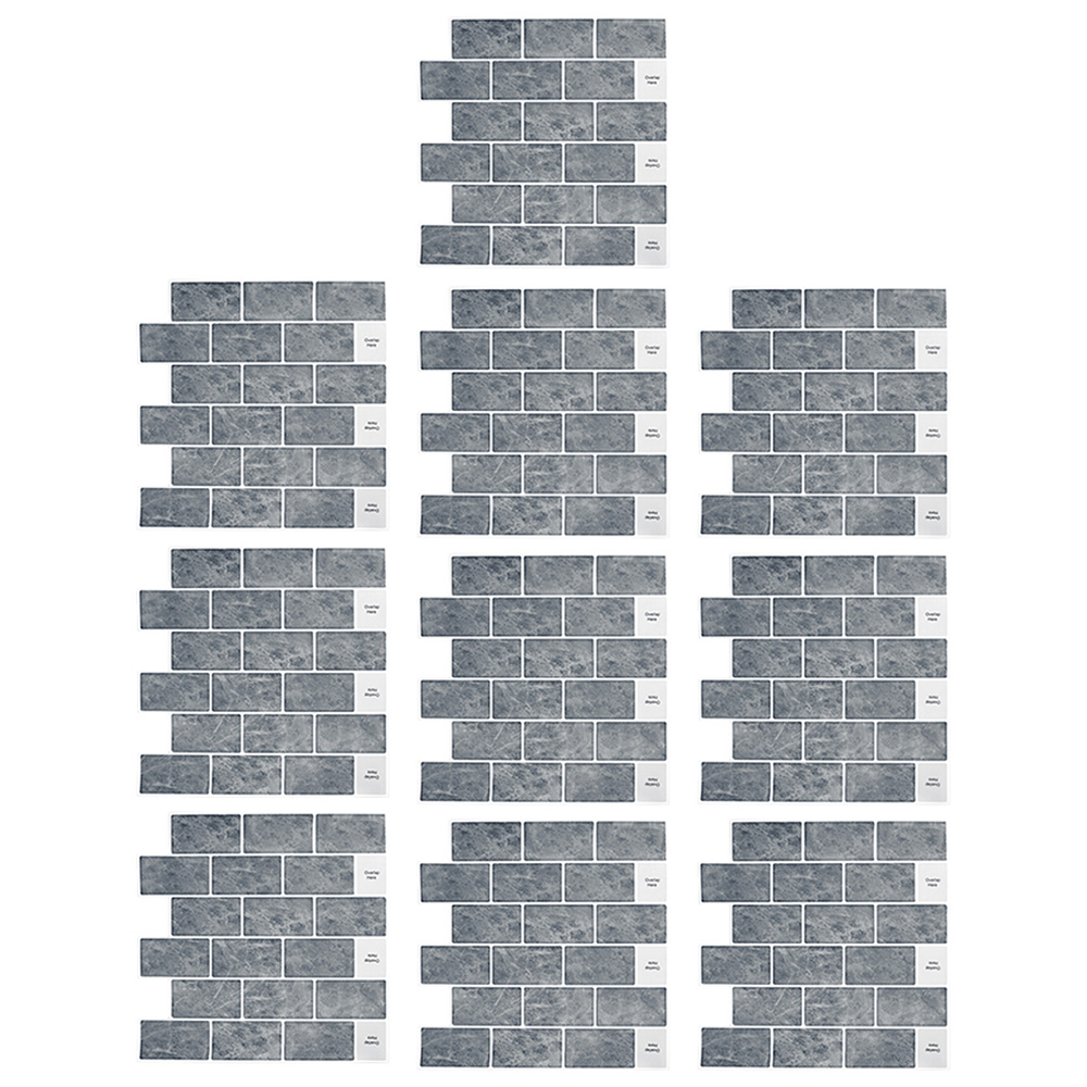 Living and Home Marble Grey Peel and Stick Wall Tile Sticker 10 Pack Image 3