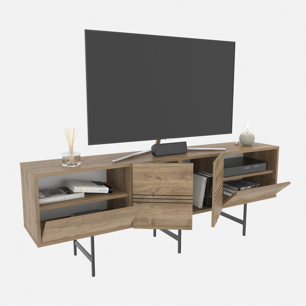 Decorotika Derin Walnut and Black TV Unit Image 5