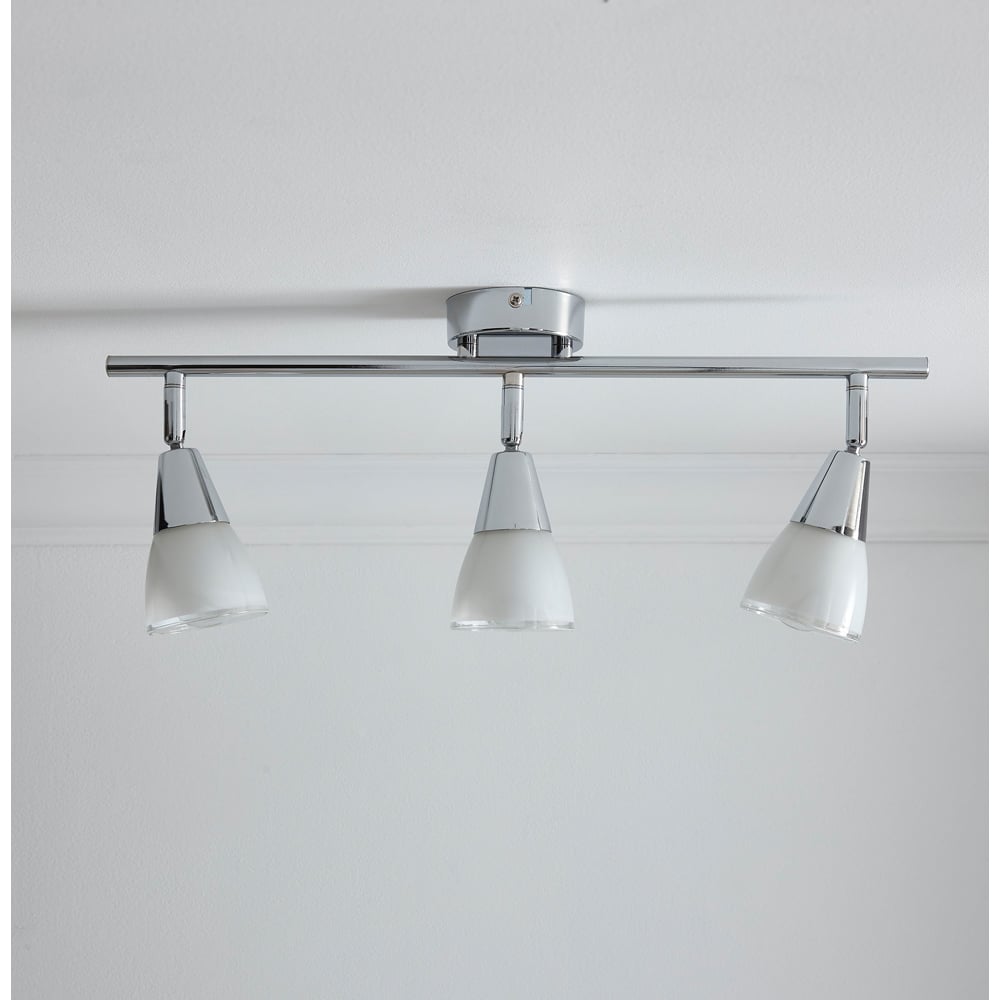 Kliving Dione 3 Light White Glass Shade Chrome Ceiling Light with Adjustable Heads Image 2