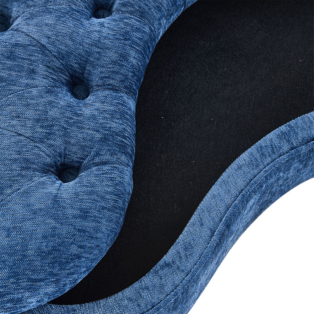 Living and Home Blue Fabric Button Tufted Storage Bench with Removable Lid Image 5
