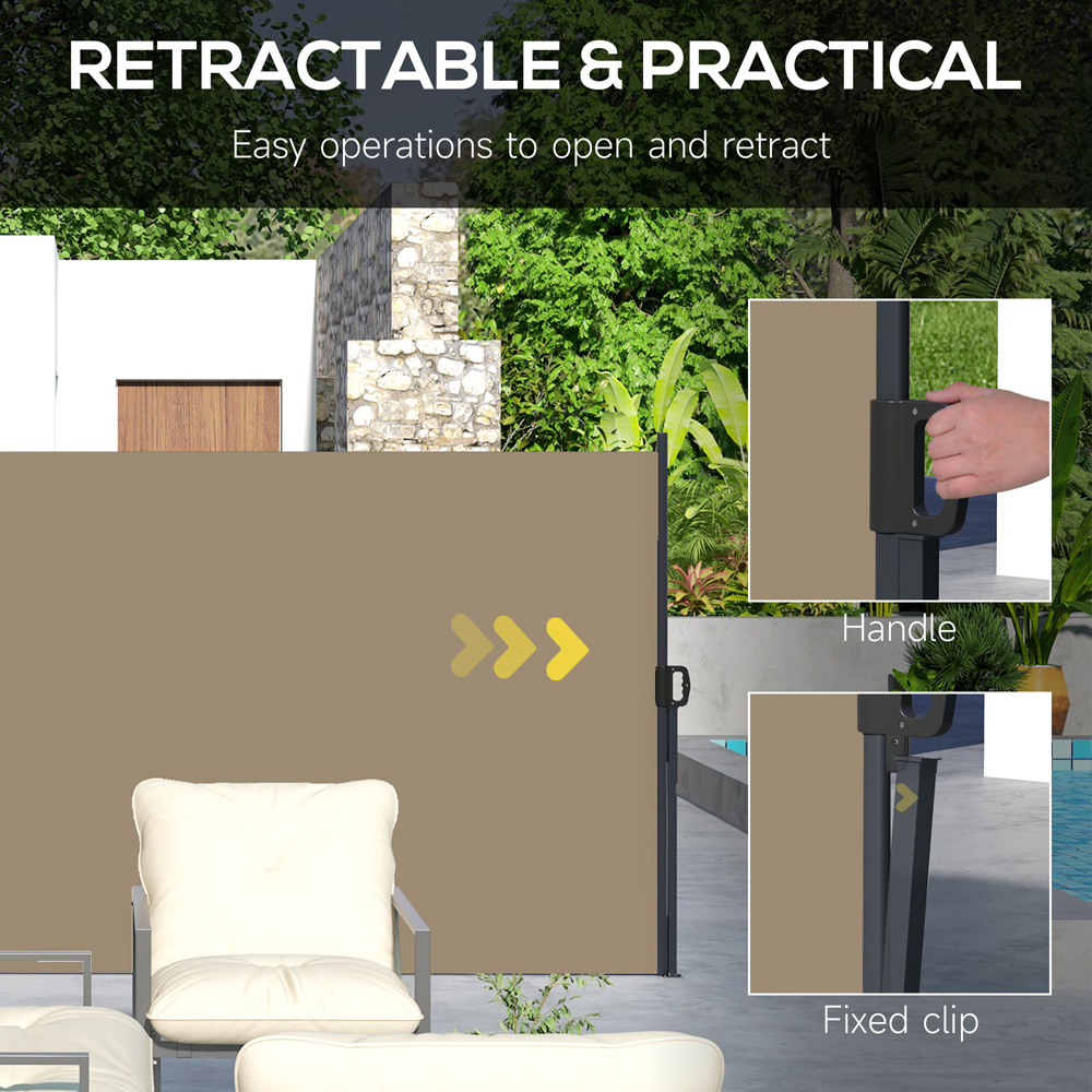 Outsunny Khaki Retractable Side Awning 4 x 1.8m Image 6