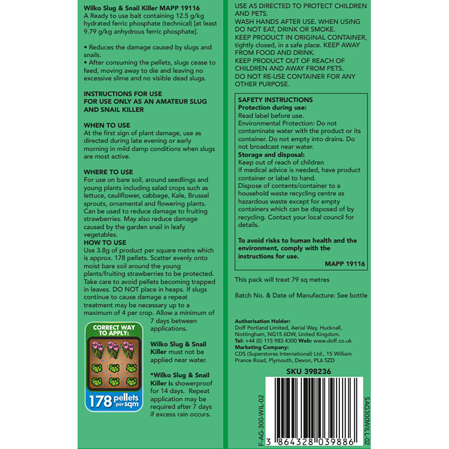 wilko Slug and Snail Killer 300g - Green Image 2