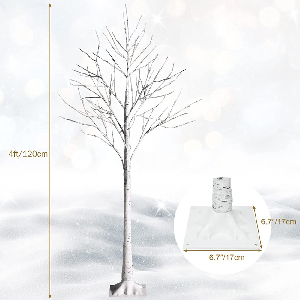 Costway Silver Twig Tree Warm White LED Indoor Christmas Decoration 4ft Image 9