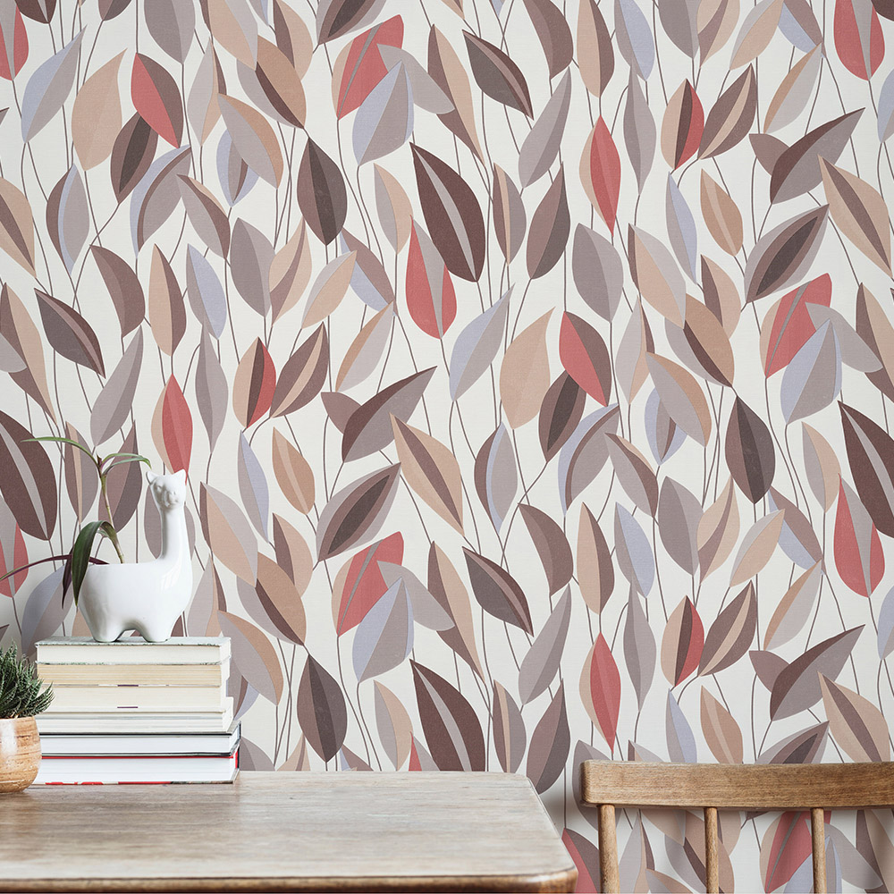 Erismann Foliage Leaf Natural Brown Vinyl Wallpaper Image 4