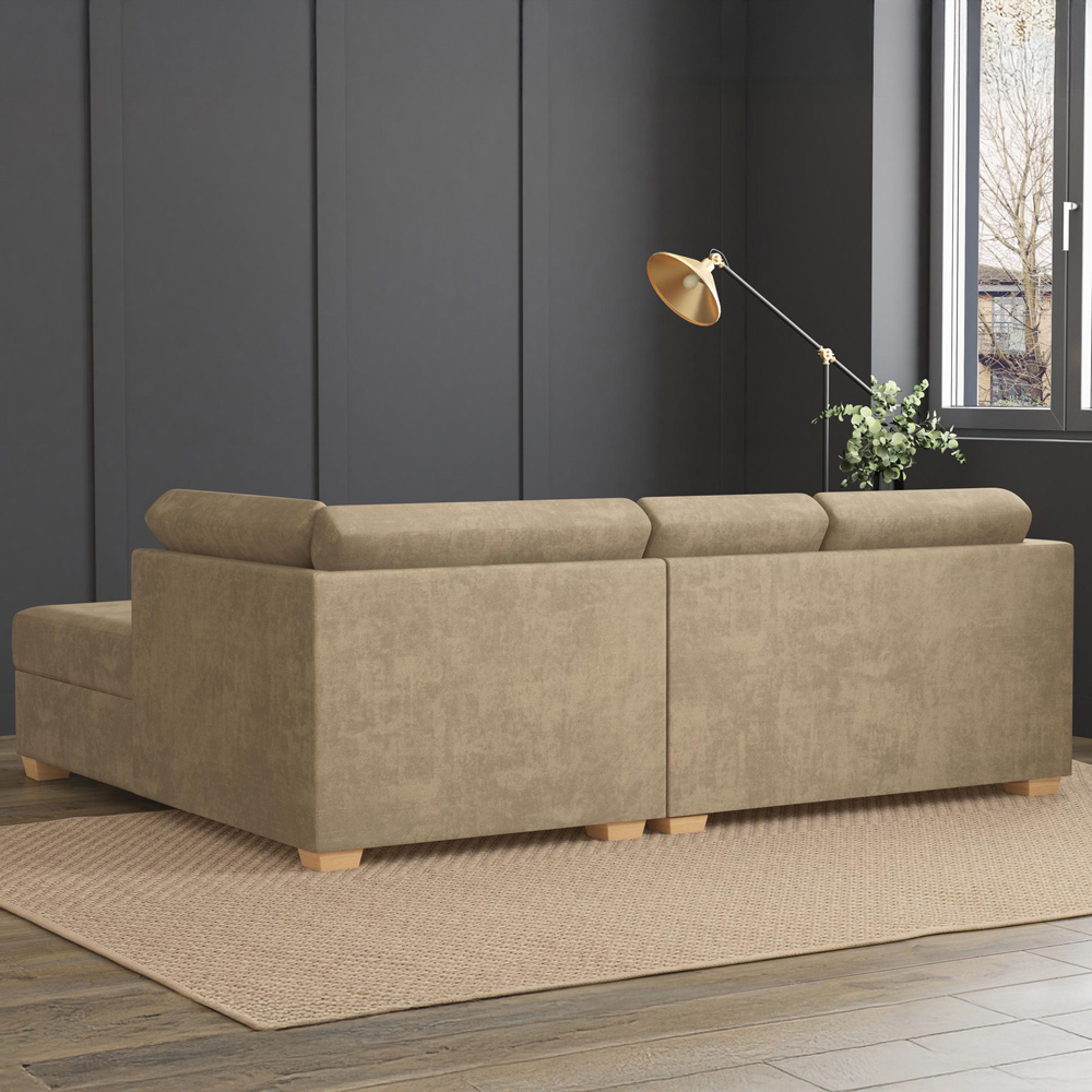 Modo 3 Seater Mink Plush Velvet Right Hand Fixed Back L-Shape Corner Sofa Image 8