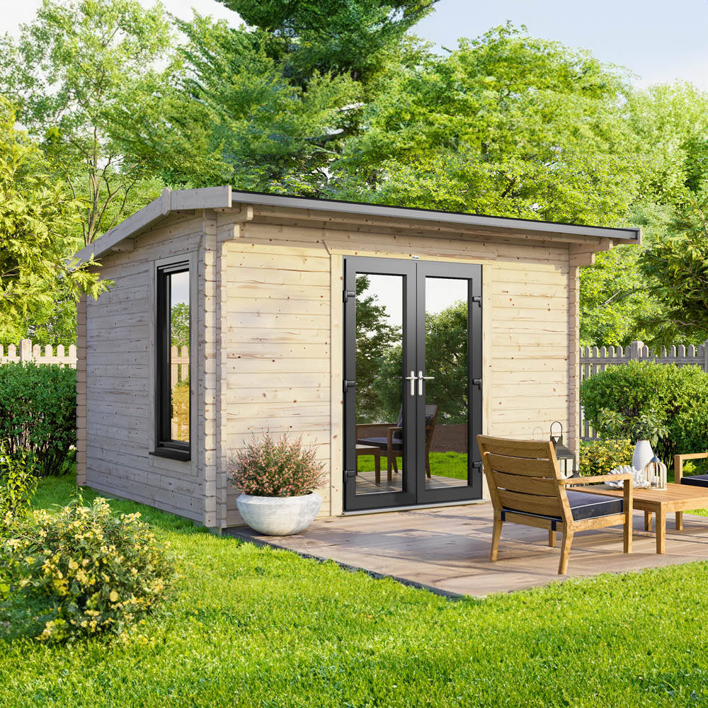 Power Sheds 12 x 8ft Centre Double Door Apex Log Cabin Image 2