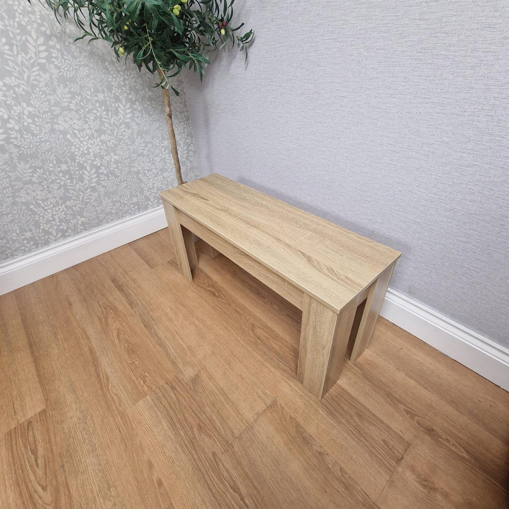 Portland 4 Seater Wooden Dining Bench Set Oak Effect Image 2