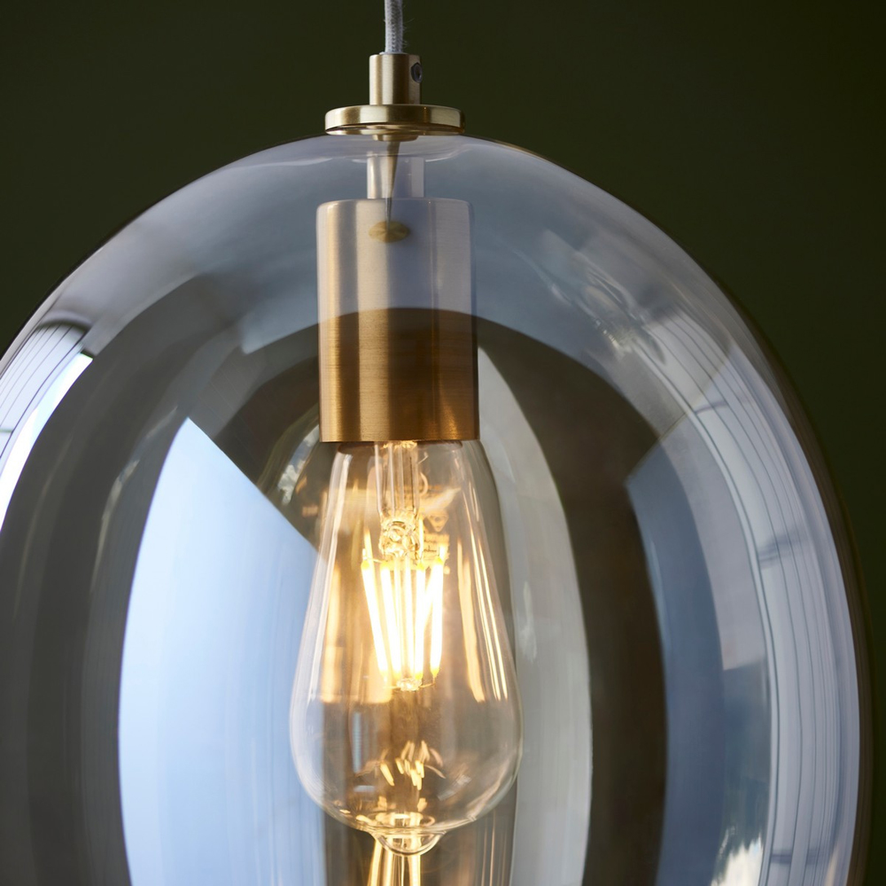 Merano Lecce Satin Brass Plate Champagne Lustre Glass Dome Pendant Ceiling Light Image 6