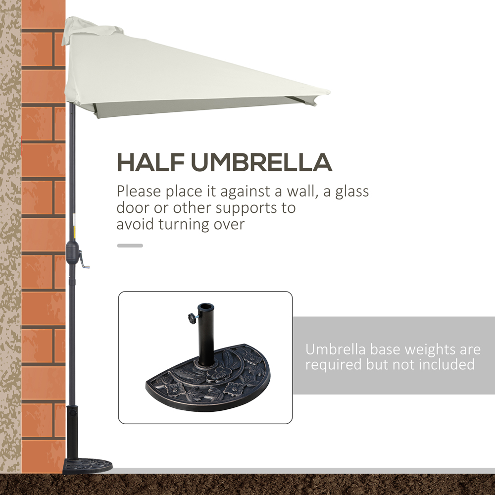 Outsunny Beige Crank Handle Half Parasol 2.3m Image 6