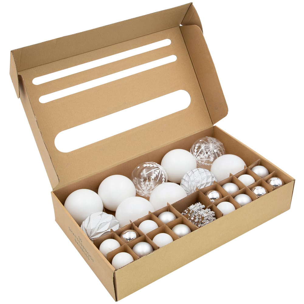 The Christmas Workshop White Shatterproof Baubles 50 Pack Image 4