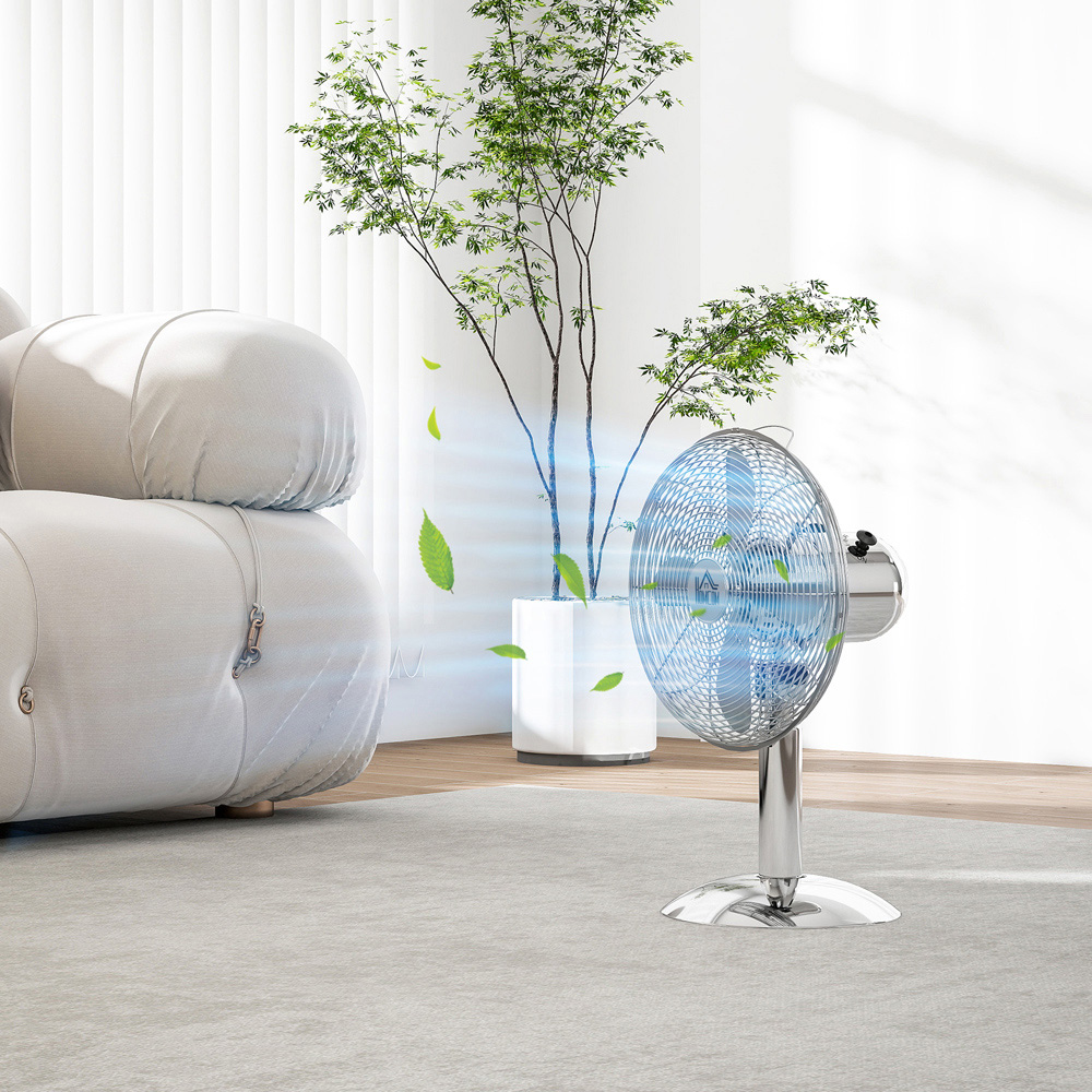 HOMCOM Wide-Angled Oscillation Metal Desk Fan 17 inch Image 3