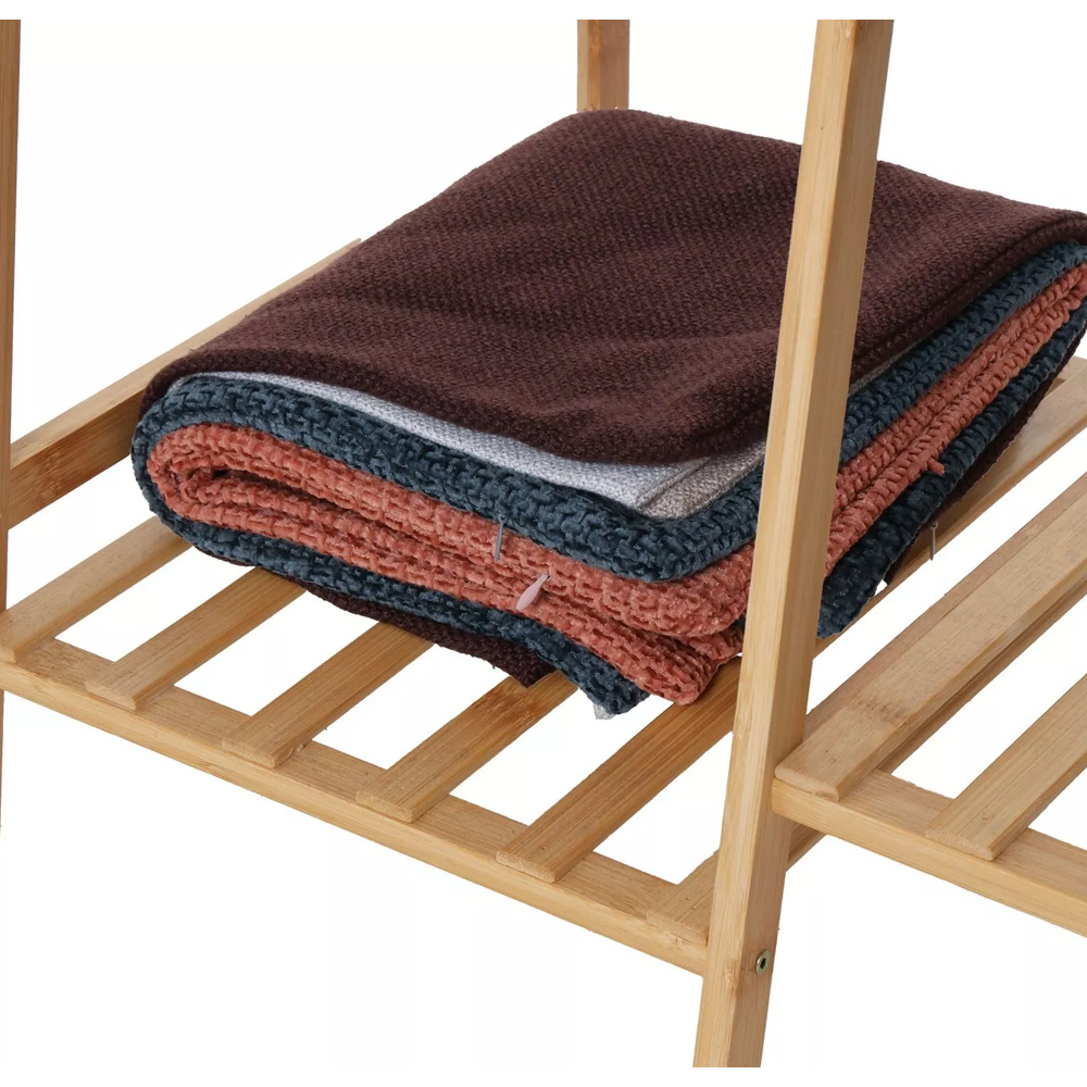 Modcraft 7 Shelf Bamboo Clothes Storage Rack with Hanging Rail Image 2