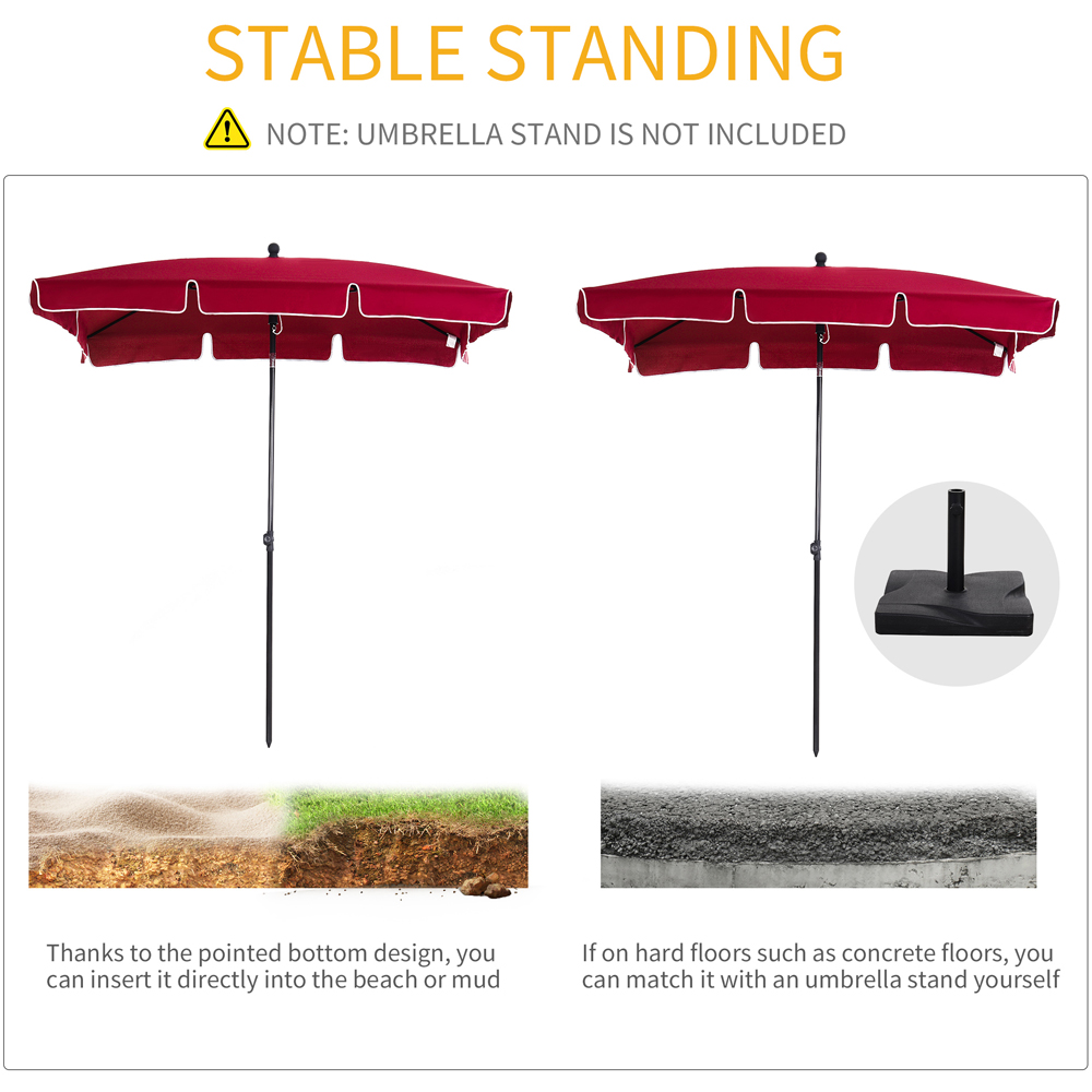 Outsunny Red Tilting Parasol 2 x 1.25m Image 7