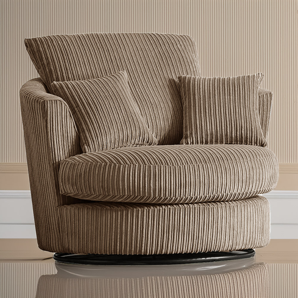 Portland Luxor Coffee Jumbo Cord Swivel Chair Image 1
