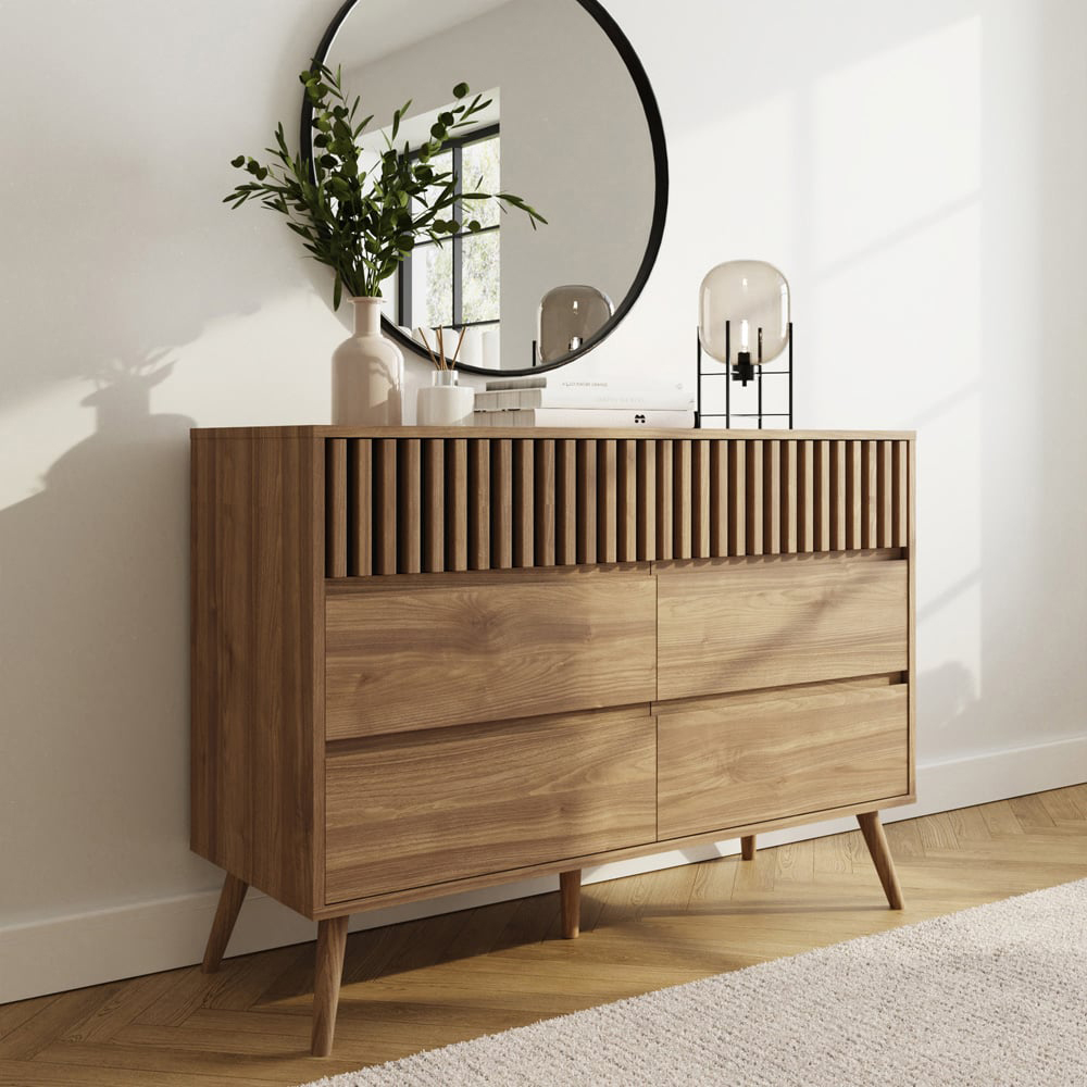 GFW Rowan 6 Drawer Oak Slatted Chest of Drawers Image 7