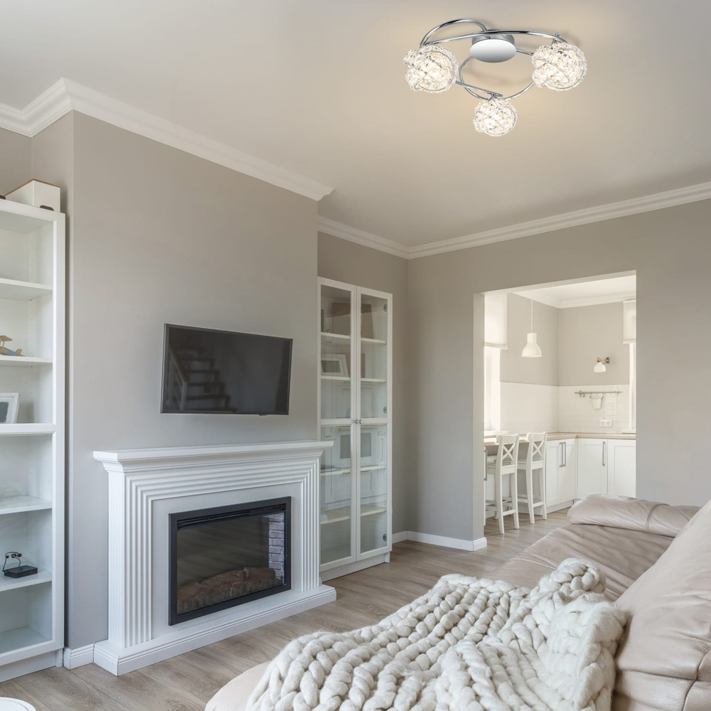 Cosylyte Mirri 3 Light Glass Beaded Shade Chrome Ceiling Light Image 6