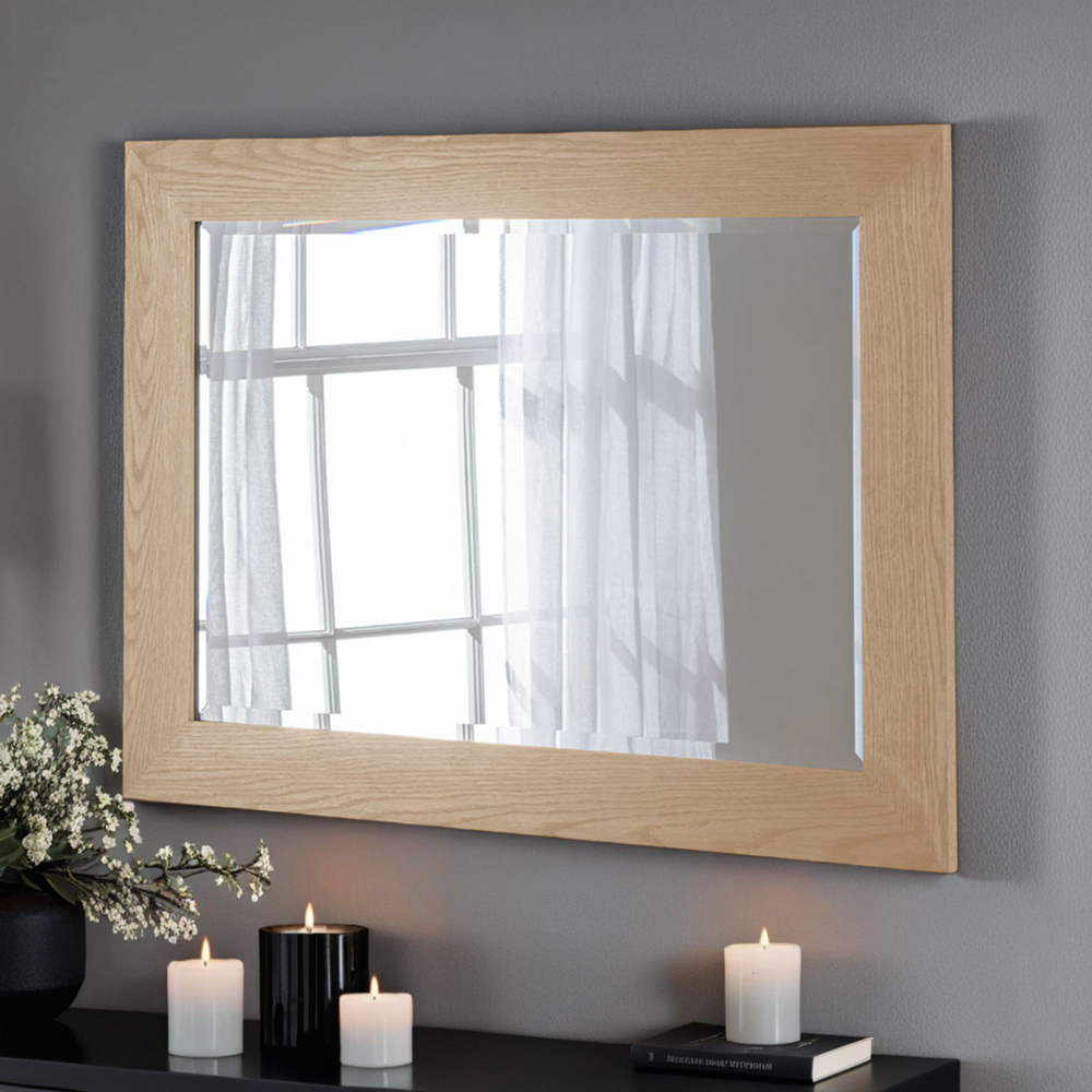 Yearn Bevelled Oak Effect Framed Wall Mirror 78 x 131cm Image 2