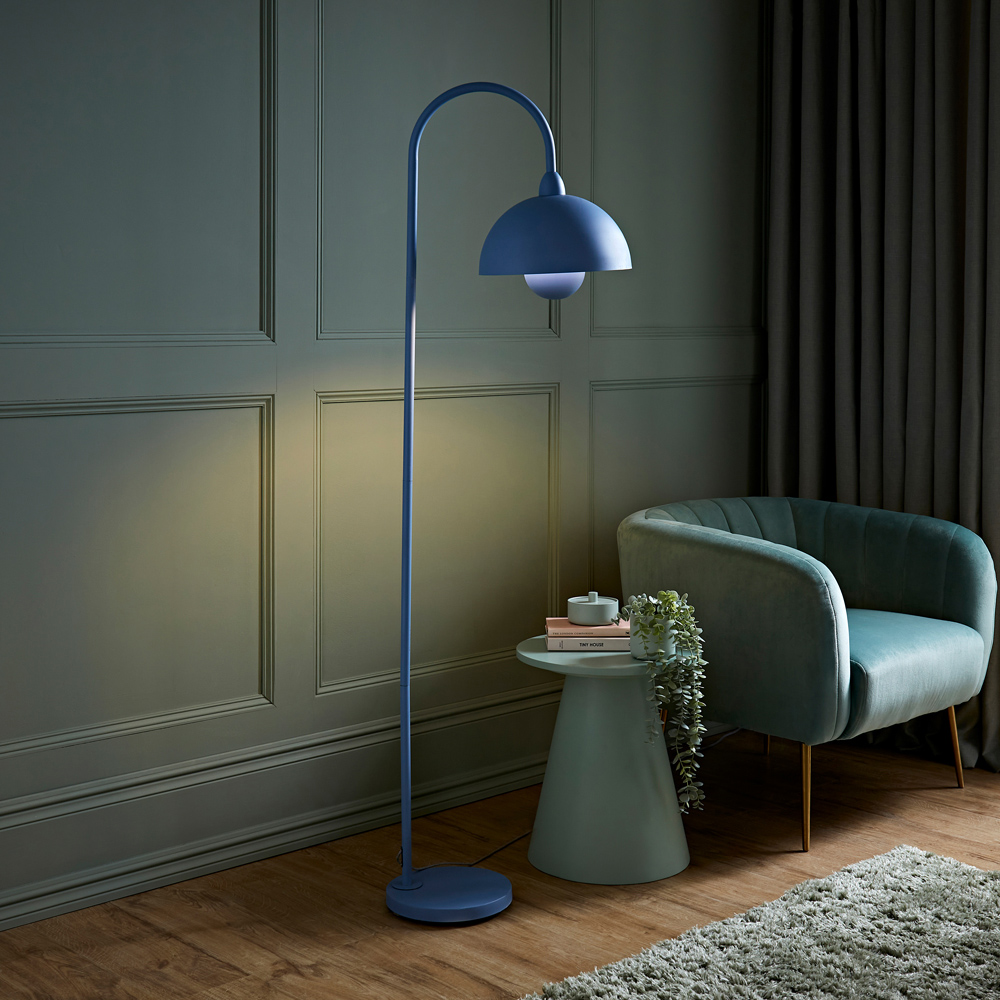 ValueLights Tilly Pastel Sky Blue Arched Dome Shade Metal LED Floor Lamp Image 2