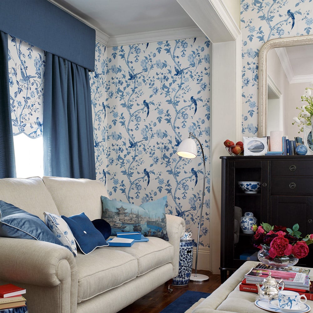 Laura Ashley Summer Palace Royal Blue Wallpaper Image 3