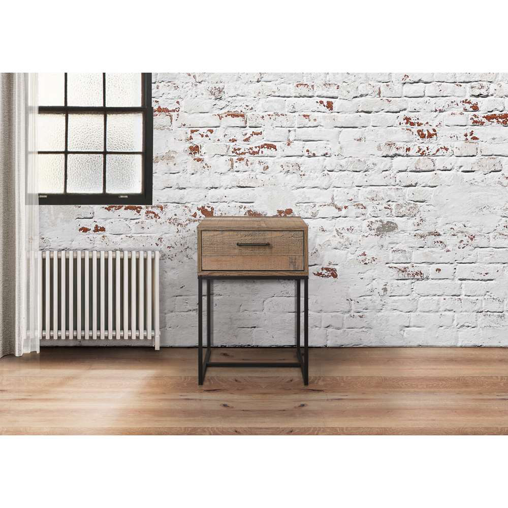Urban Single Drawer Brown Narrow Bedside Table Image 3