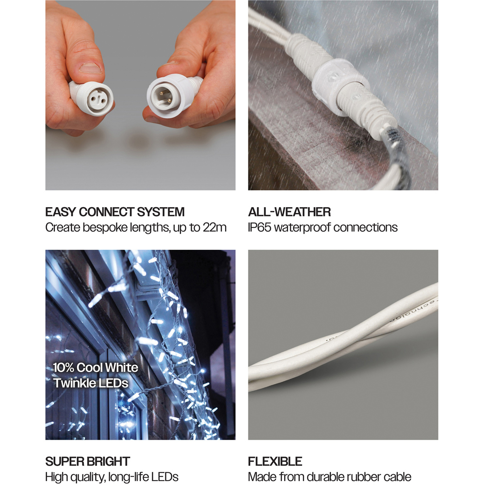 Eagle Connect 300 Cool White LED White Icicle Light 11m Image 5