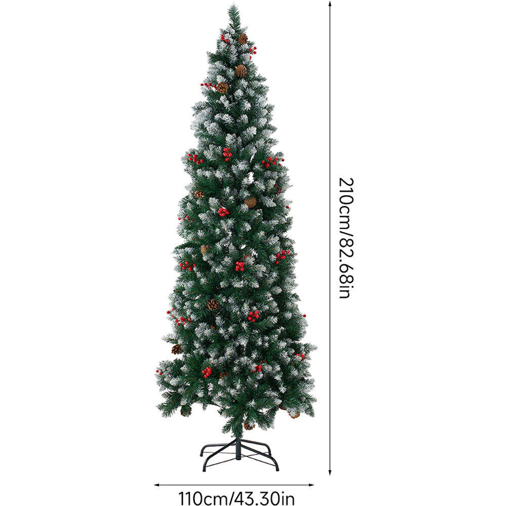Living and Home Pine Cones and Red Berries Snow Flocked Artificial Christmas Tree 6.8ft Image 8