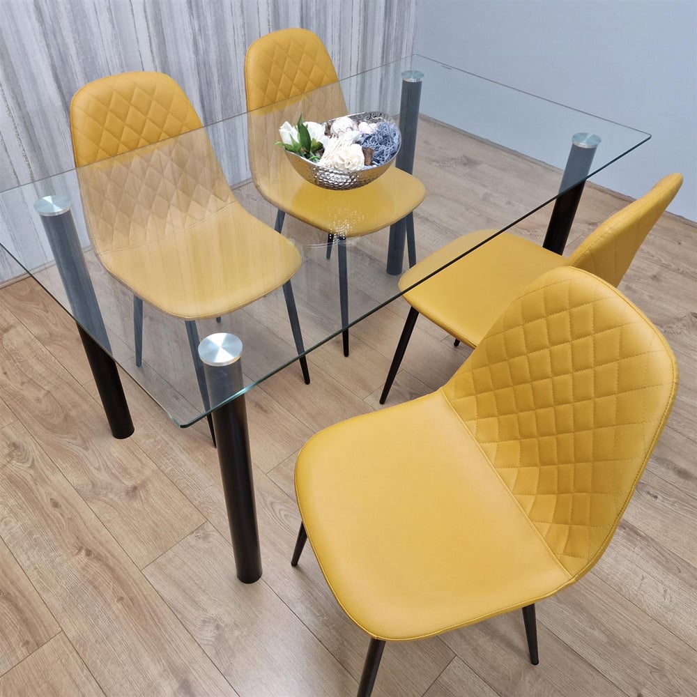 Portland 4 Seater Dining Set Mustard Image 3