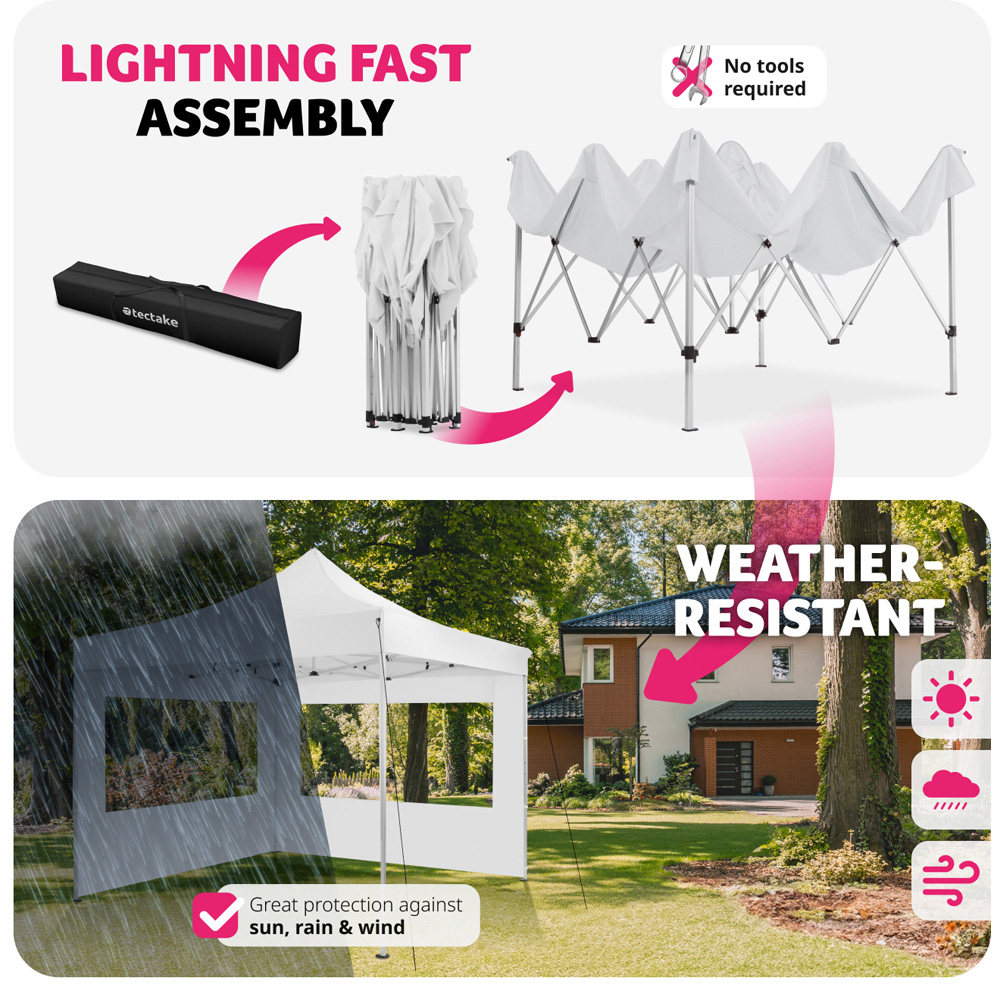 tectake Olivia 3 x 3m White Aluminium Frame Gazebo Image 4